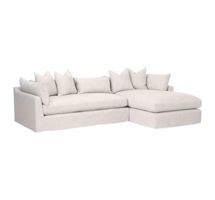 Haven 110 RF Slipcover Sectional - Bisque French Linen - Front Side Angle