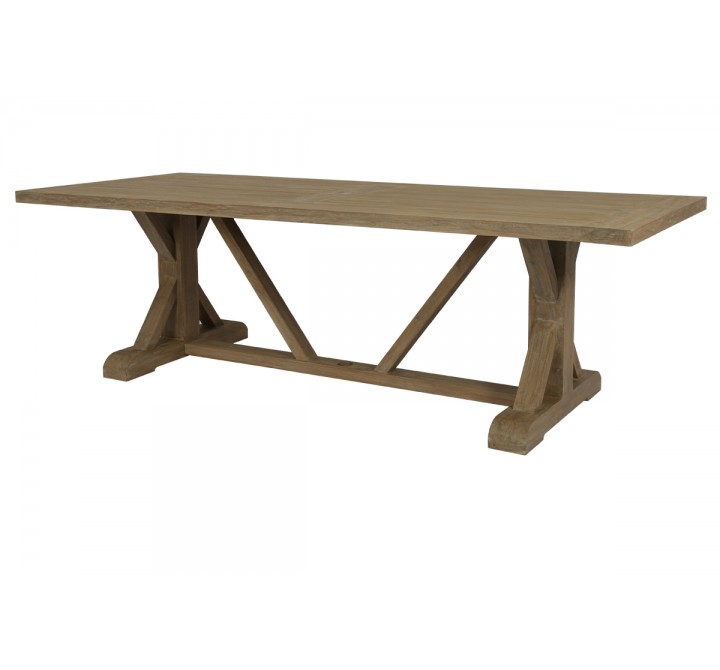 Sunset West Coastal Teak 94" Trestle Dining Table - Front Side Angle
