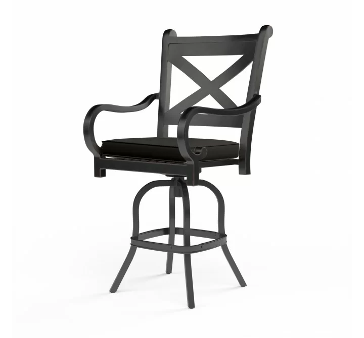Monterey Counter Stool in Spectrum Carbon w/ Self Welt - Front Side Angle