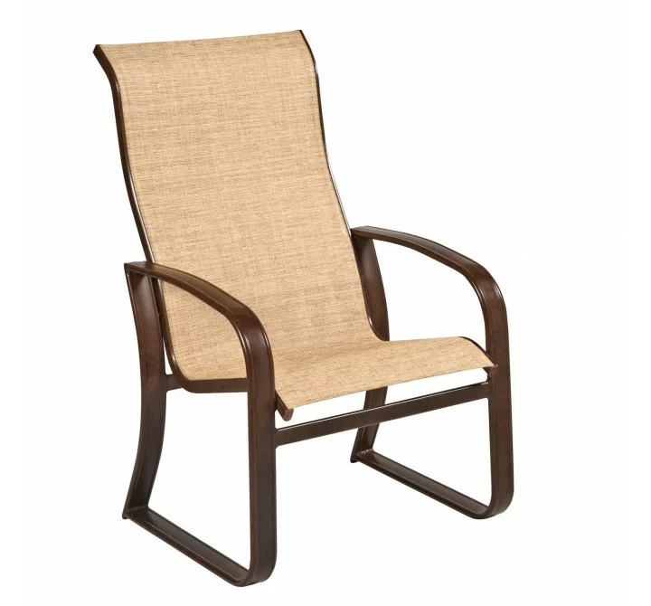Woodard Cayman Isle Sling High-Back Dining Armchair - Angled
