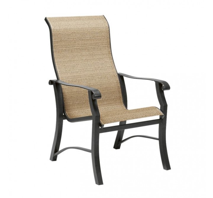Woodard Cortland Sling High-Back Dining Armchair - Angled