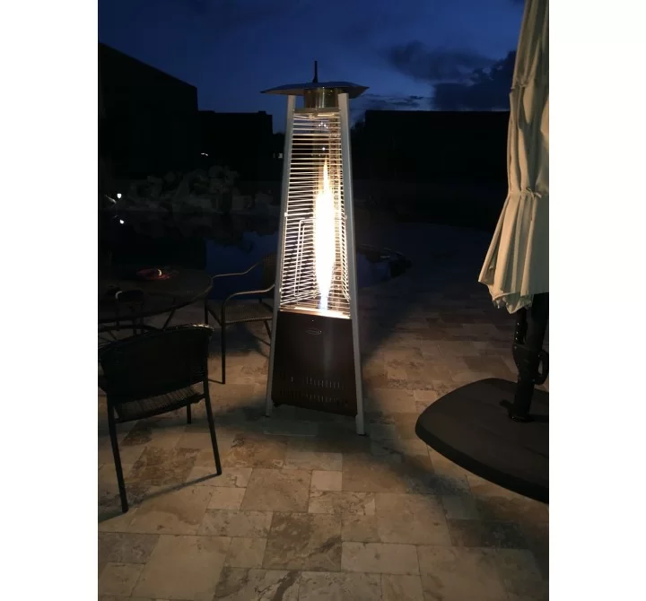 AZ Patio Heaters Compact Glass Tube Heater in Hammered Bronze - Lifestyle