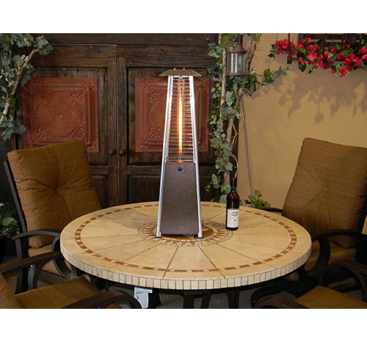 AZ Patio Heaters Glass Tube Table Top Patio Heater in Hammered Bronze - Lifestyle