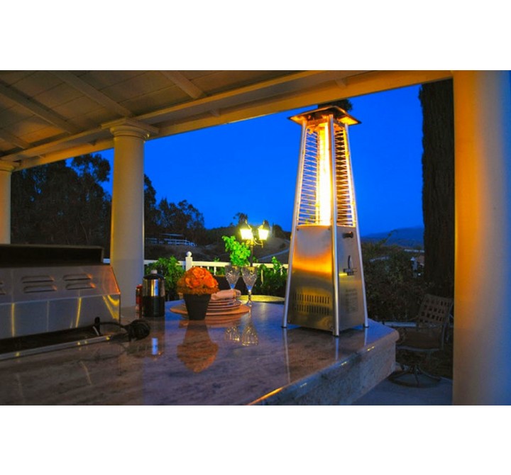 AZ Patio Heaters Glass Tube Table Top Patio Heater in Stainless Steel - Lifestyle