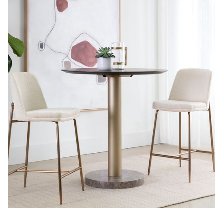 Sunpan Zeke Dining Chair Antique Brass in Bergen Ivory - Lifestyle