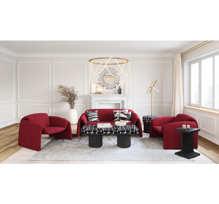 Zuo Modern Horten Accent Chair in Red - Lifestyle Shot with Set 2