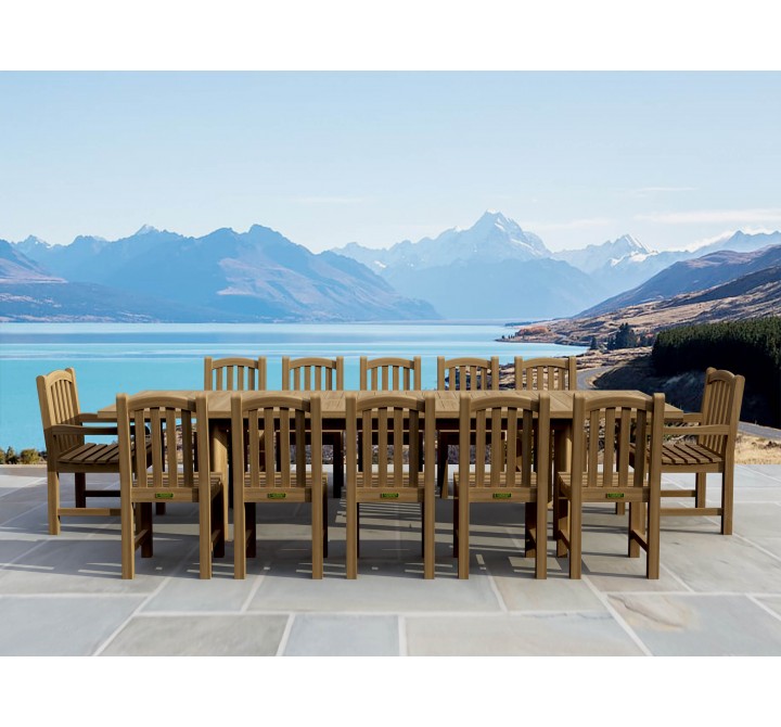 Anderson Teak 13-pc Chelsea Rectangular Double Extension Dining Table Set