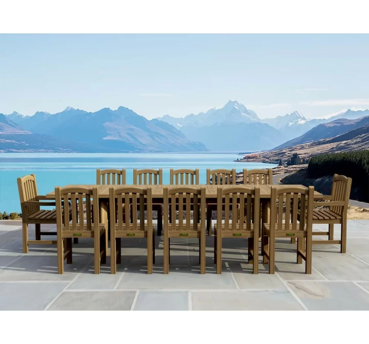 Anderson Teak 13-pc Chelsea Rectangular Double Extension Dining Table Set
