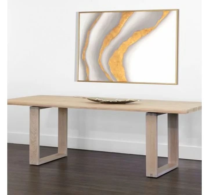 Sunpan Thanus Dining Table 94.5'' Light Oak - Front Side Angle