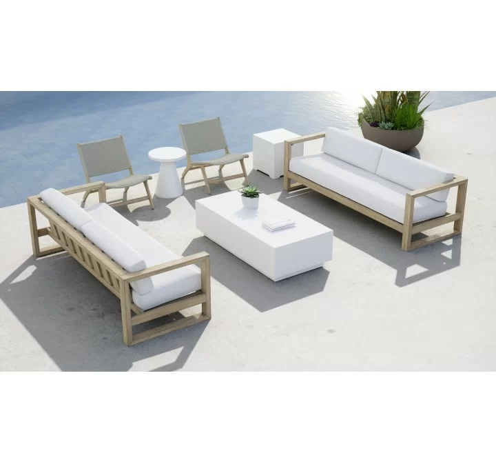 Coastal Teak Sofa in Canvas Natural, No Welt - Lifestyle