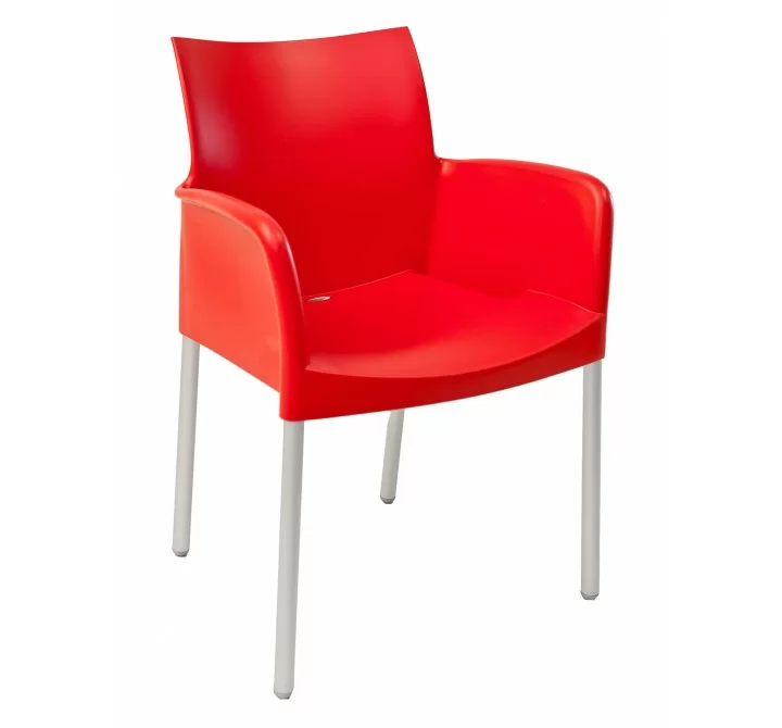 Polypropylene Shell With Aluminum Legs Side Chair - ICE-A - Rojo