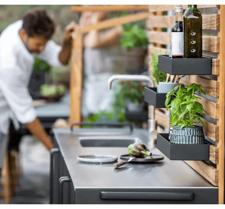 Cane-Line Kitchen Table Top Incl. Sink And Fixtures Side View