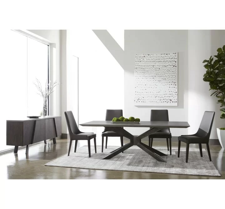 Essentials For Living Industry Rectangle Dining Table in Ash Gray Concrete and Distressed Black Iron - Lifestyle