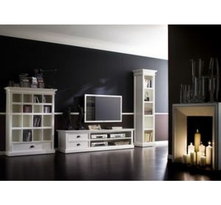 HALIFAX White Mahogany TV Console & Media Center - Lifestyle
