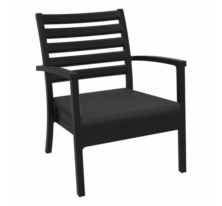 Artemis XL Club Chair Dark Gray with Sunbrella Charcoal Cushions - With Cushions