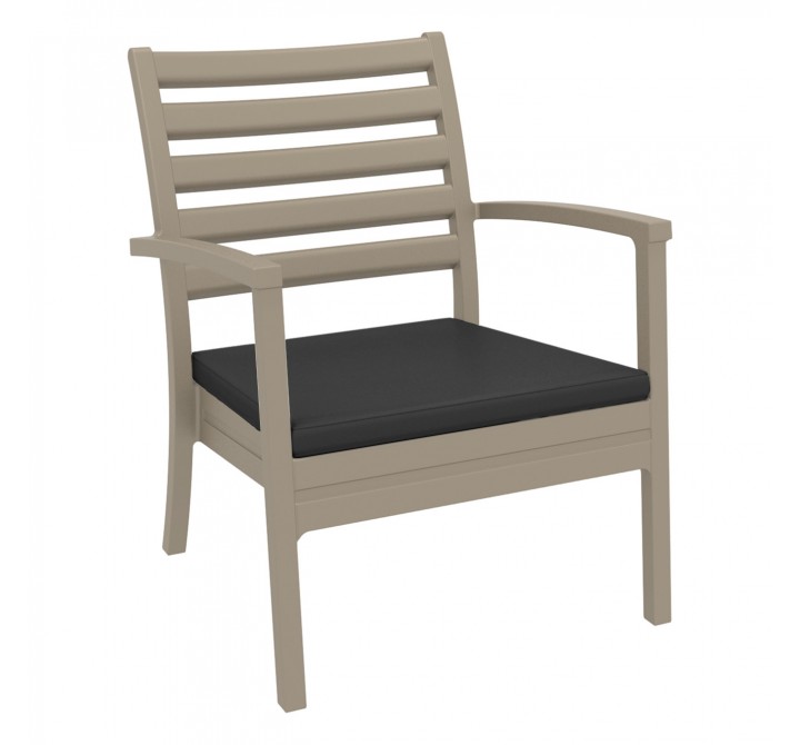 Artemis XL Club Chair Taupe with Sunbrella Charcoal Cushions 
