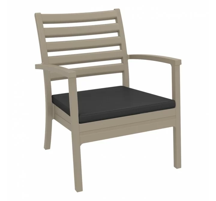 Artemis XL Club Chair Taupe with Sunbrella Charcoal Cushions 