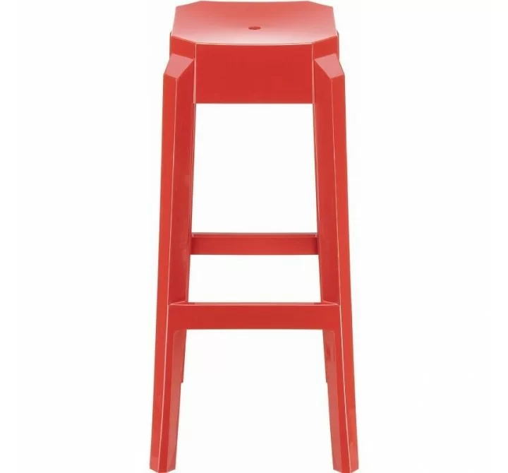 Fox Polycarbonate Bar Stool - Glossy Red