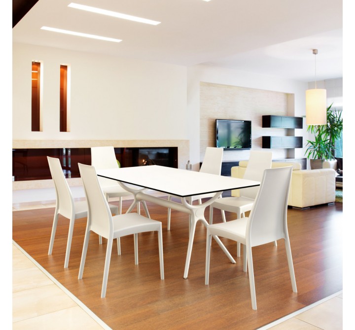 Miranda Dining Set with 6 Chairs White - Lifestyle
