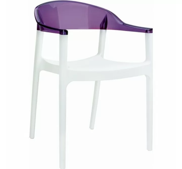 Carmen Modern Dining Chair White Seat - Transparent Violet Back