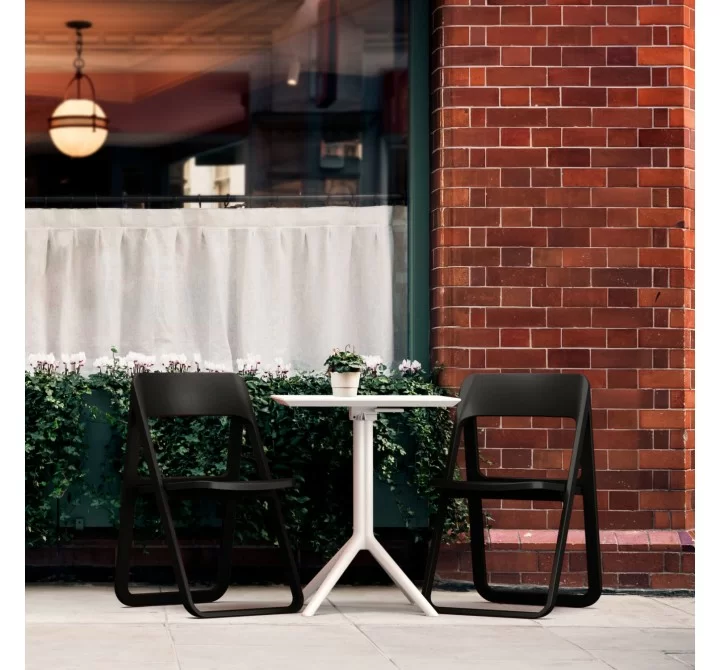 Compamia Dream Folding Outdoor Bistro Set with 2 Black Chairs and White Table 