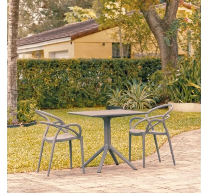 Compamia Mila Patio Dining Set with 2 Arm Chairs Dark Gray