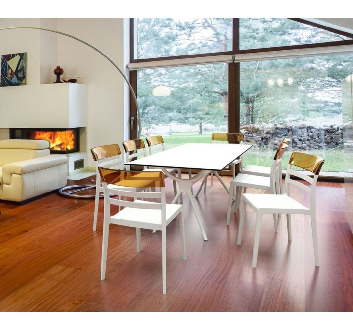 Moon Dining Chair White Transparent (Amber) - Actual