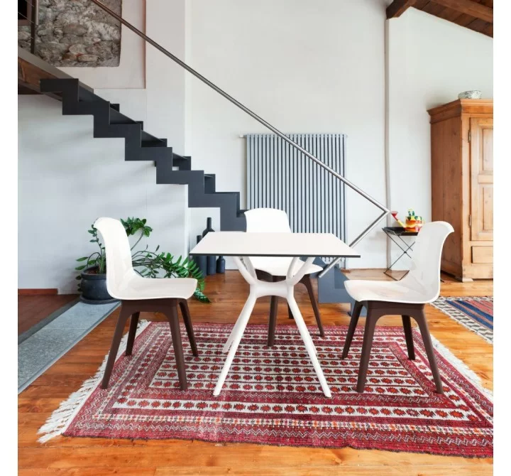 Compamia Mio PP Modern Dining Chair - White with Brown Legs