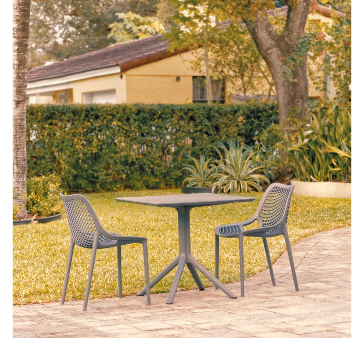 Compamia Air Patio Dining Set with 2 Chairs Dark Gray - Lifestyle