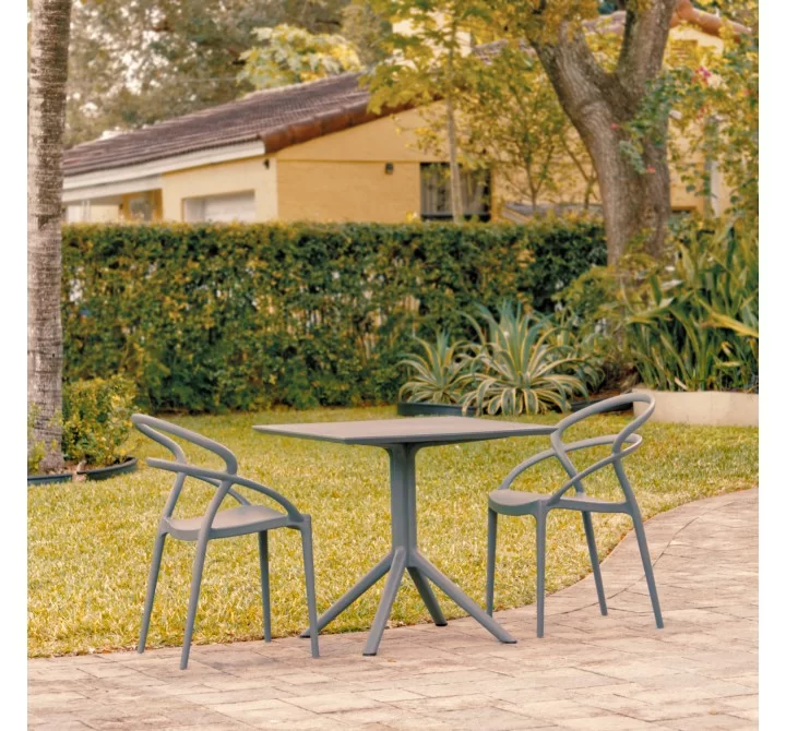 Compamia Pia Patio Dining Set with 2 Chairs Dark Gray - Lifestyle