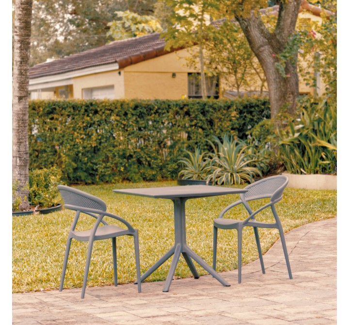 Compamia Sunset Patio Dining Set with 2 Chairs Dark Gray - Lifestyle