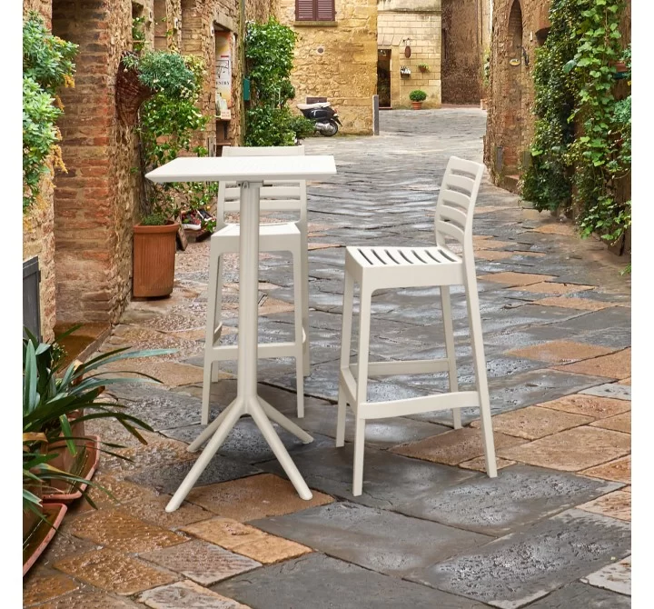 Sky Ares Square Bar Set with 2 Barstools White - Lifestyle
