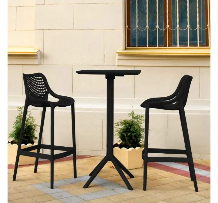 Sky Air Square Bar Set with 2 Barstools Black - Lifestyle 