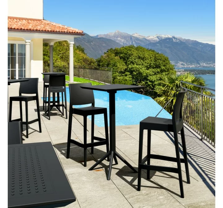 Compamia Sky Maya Square Bar Set with 2 Barstools in Black - Lifestyle