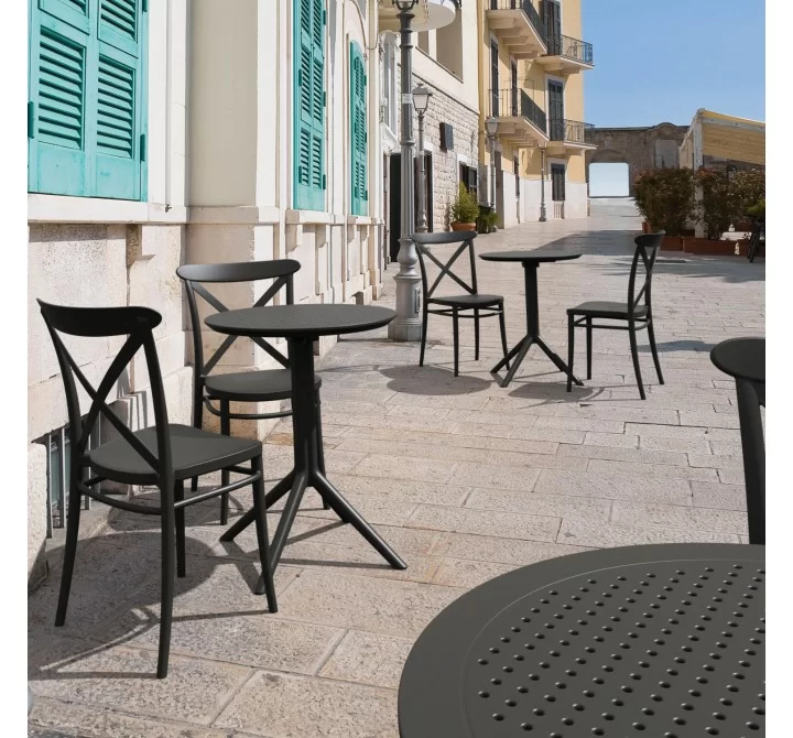 Compamia Sky Round Folding Table 24 inch Black - Lifestyle