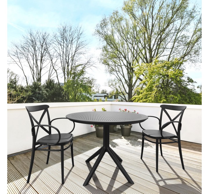 Compamia Sky Round Folding Table 42 inch Black - Lifestyle 3