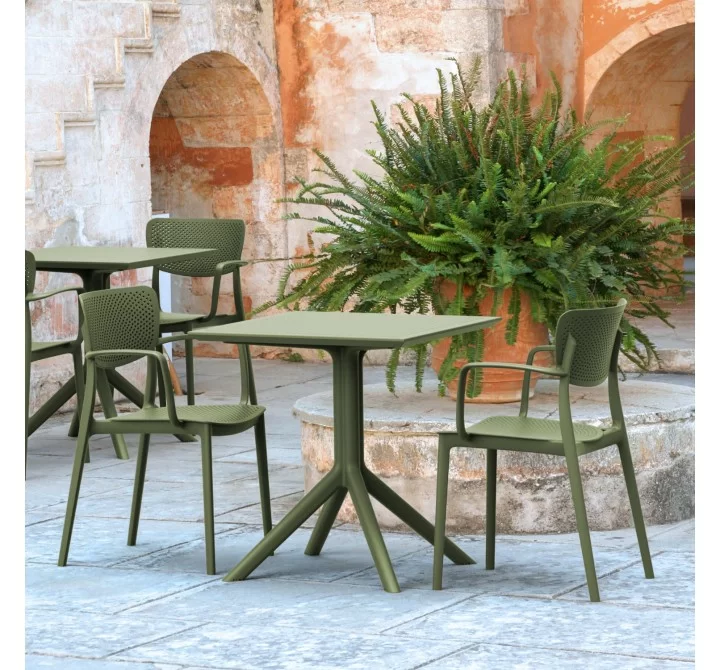 Compamia Loft Bistro Set 3 Piece with 27 inch Table Top in Olive Green - Lifestyle