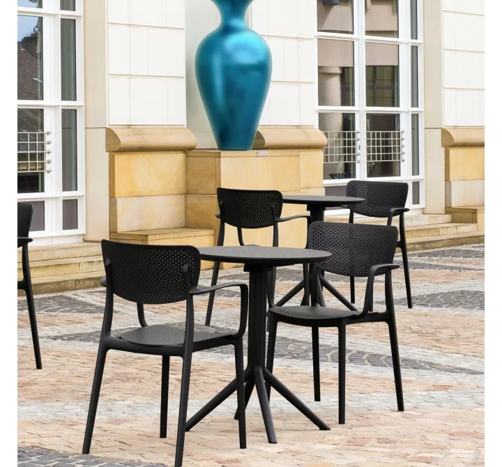 Compamia Loft Bistro Set 3 Piece with 24 inch Table Top in Black - Lifestyle