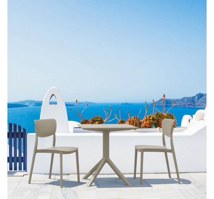 Lucy Outdoor Bistro Set 3 Piece with 24 inch Table Top Taupe - Lifestyle