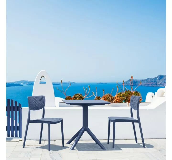 Lucy Outdoor Bistro Set 3 Piece with 27 inch Table Top Dark Gray - Lifestyle