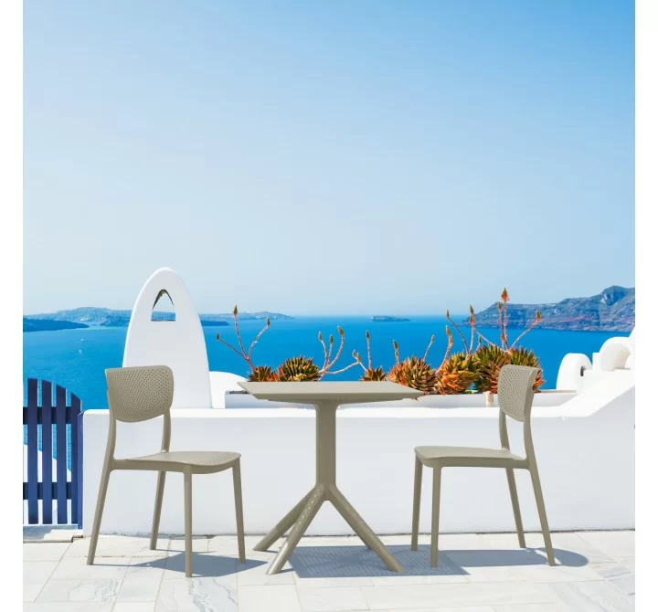 Lucy Outdoor Bistro Set 3 Piece with 31 inch Table Top Taupe - Lifestyle