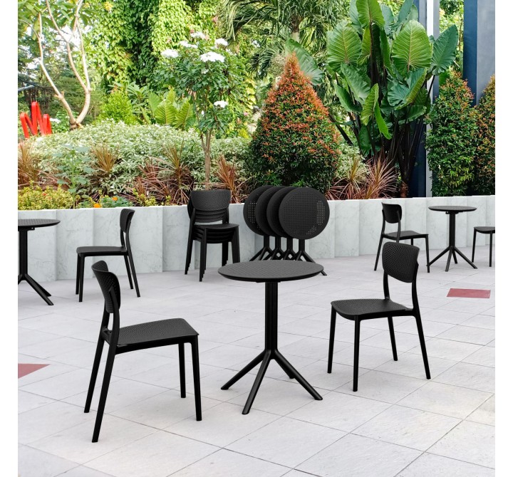 Compamia Lucy Bistro Set 3 Piece with 24 inch Table Top in Black - Lifestyle