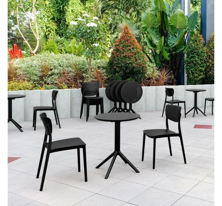 Compamia Lucy Bistro Set 3 Piece with 24 inch Table Top in Black - Lifestyle