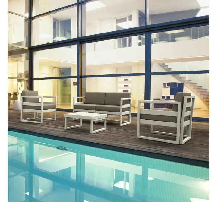 Mykonos Patio Loveseat with Sunbrella Cushion - Lifestyle 1 - Natural