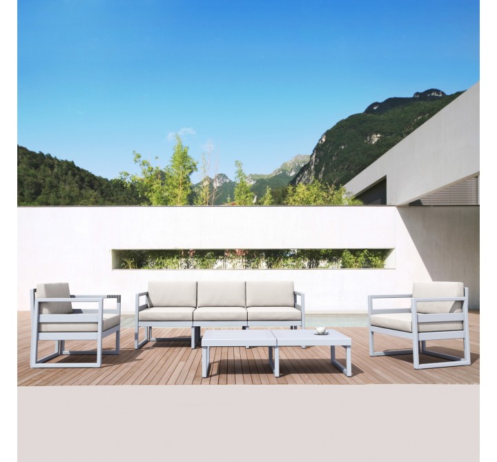  Compamia Mykonos Patio Sofa Silver with Sunbrella Natural Cushion - Lifestyle 2