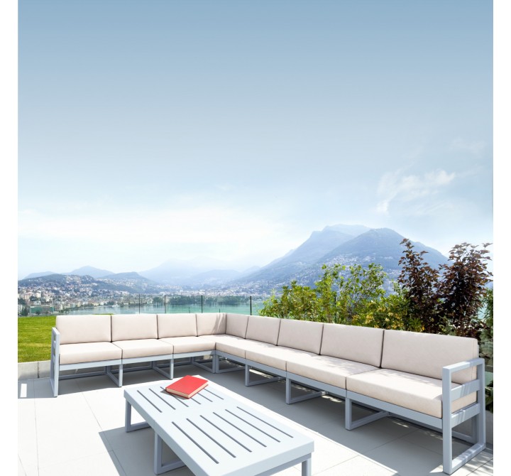 Compamia Mykonos Extension Silver with Sunbrella Natural Cushion - Lifestyle