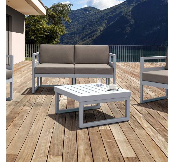 Compamia Mykonos Square Coffee Table In Silver - Lifestyle 2