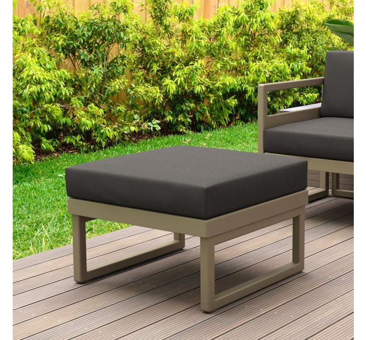 Mykonos Ottoman Taupe with Sunbrella Canvas Charcoal Cushion