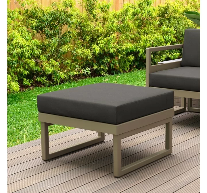 Mykonos Ottoman Taupe with Sunbrella Canvas Charcoal Cushion