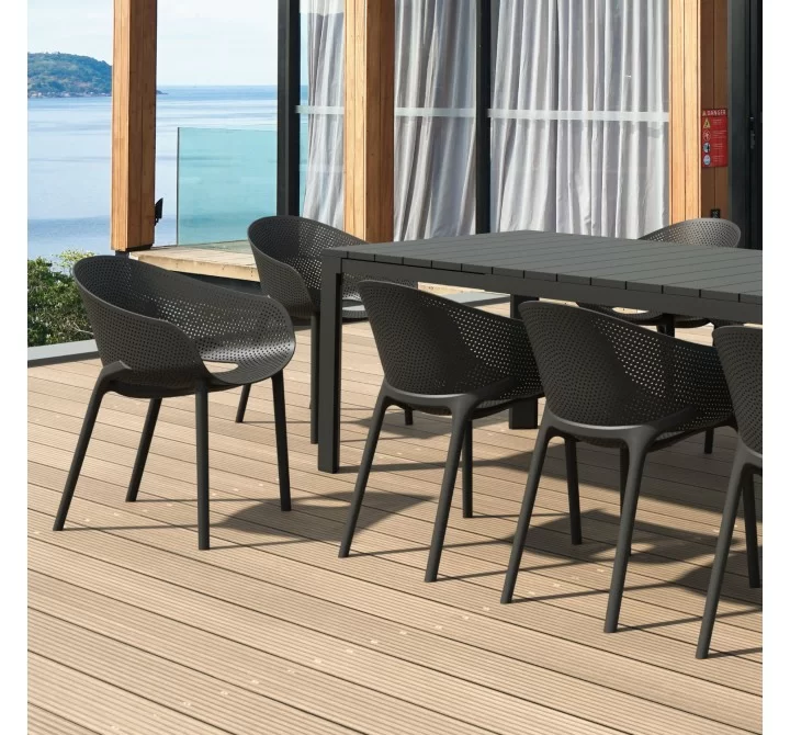 Compamia Sky Pro Stacking Dining Chair in Black - Lifestyle 3